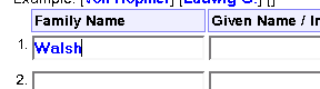 Family name input field contains "Walsh"